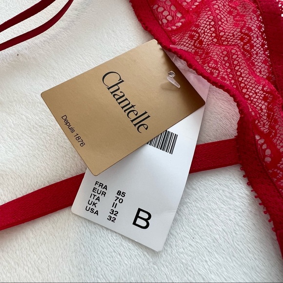 Chantelle Merci Demi Underwire Bra Style 1745 Size 32B Ruby Red - Picture 14 of 15
